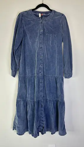 Pilcro Anthropologie’s Marta Tiered Corduroy MIDI Dress Blue Size XS
