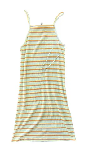 Freshman 1996 XS Striped Ribbed Tank Dress Sleeveless Casual Summer Orange