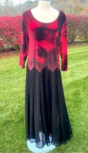 The Pyramid Collection red & black velvet Goth Dress Size L