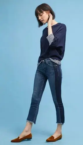 McGuire Denim Anthropologie McGuire Vintage Mid-Rise Cropped Raw Hem Jeans Two Tone Denim 26