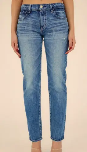 Moussy Vintage Women’s 27 Slim Straight Leg Jeans Medium Wash Denim Distressed Blue