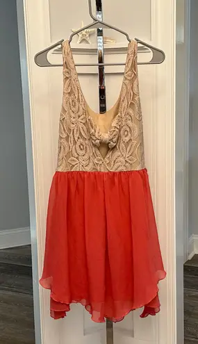 Accidentally in Love Sz 13 So Cute Dress Lace & Layers Of Coral Chiffon