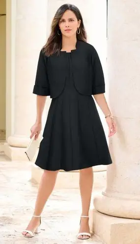 PLUS SIZE Fit And Flare Jacket Suit Dress PERFECT SHAPE 2PC Black