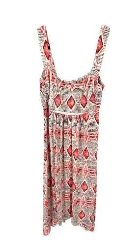 Fresh Produce Midi Dress Womens Medium White Red Southwest Print Rayon Blend