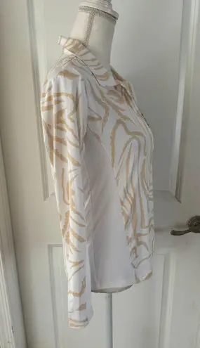 SanSoleil EUC Ladies SolCool Print Zip Collared Golf Sun Shirt. MSRP $104