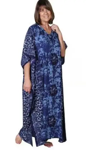 Metropolitan Batik caftan Blue OS Beach coverup Size undefined