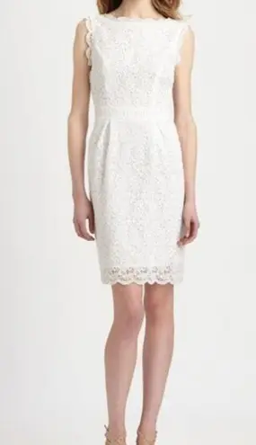 Shoshanna Dress Lace White Floral Lace Sheath Dress Anthropologie, Size 4
