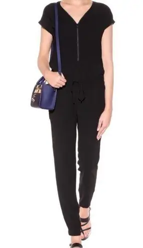 Vince  Zip Front Jumpsuit in Black, Drawstring Waist thumbnail 1
