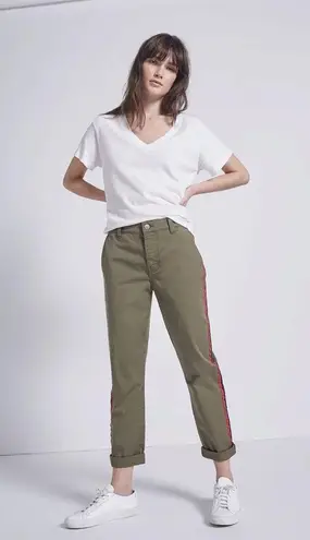 Current/Elliott  The Side Stripe Confidant Pants in Clean Army Size 24 NWT