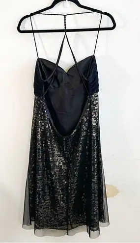 Dave and Johnny by Laura Ryner Dress Black Sequin Skirt Exposed Back Sz 11/12 EUC