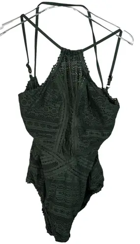 Beca Crochet Lace One Piece Swimsuit Deep Army Military Green M Boho Size M