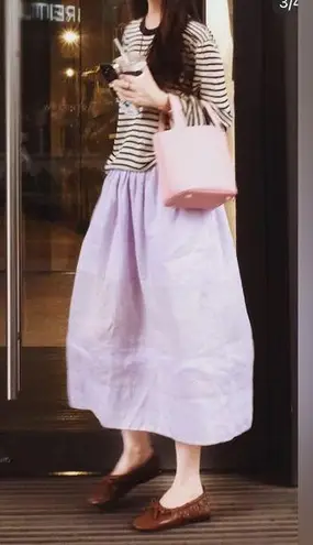 Michael Stars Striped Long Sleeve Shirt Black White one size