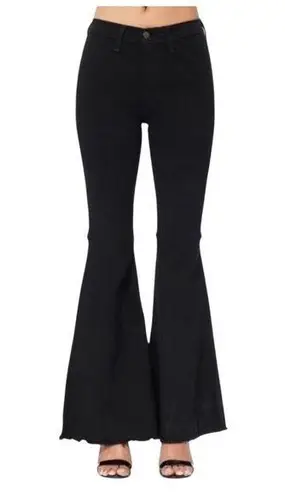 Judy Blue High Waist Raw Hem Flare Jeans Size 25 Black