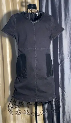 Calvin Klein Jeans L black denim faux leather trim