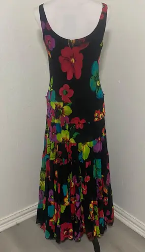 Jones New York Women’s Black Watercolor Floral Inner Lining Maxi Dress Sz 10 EUC