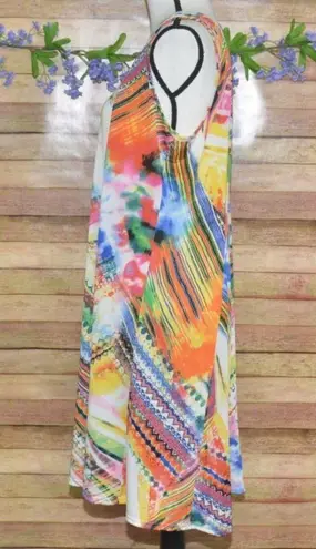 Shoreline Sun Dress A-Line Popover Colorful Art 2 Wear Size L/XL Mixed Print
