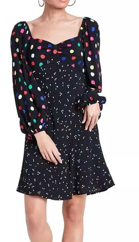 RIXO x Target Multicolor Polka Dot Long Sleeve Sweetheart Swing Dress Size 14 Black