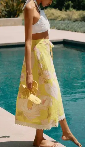 Farm Rio Garden Linen Blend Wrap Skirt, Size L