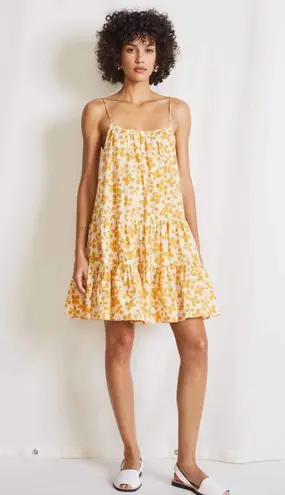 Apiece Apart Biba Mini Dress in Resist Floral Cream Size Medium Cotton Tie Slip