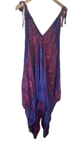 Ocean Queen Hawaii Adjustable Self Tie Straps Baggy Jumper Jumpsuit One Size Purple Size undefined