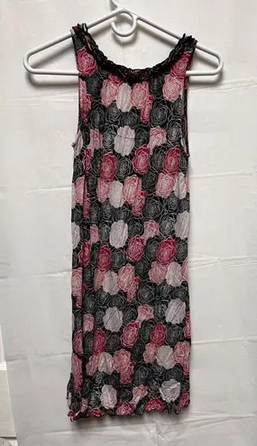 Sleeveless Rayon Knit Night Gown Size Small White/pink Flowers Dress 0105 Blue