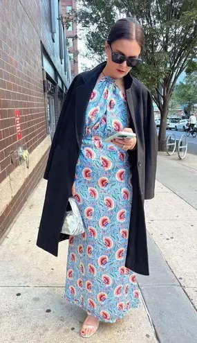 đź’•PACO RABANNEđź’• Floral Halterneck Maxi Dress Blue Indian Flower Print EU 46 NWT Size undefined