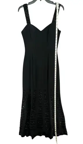 Lillie Rubin Maxi Dress Womens 8 Black Embroidered Beaded Evening Gown Formal