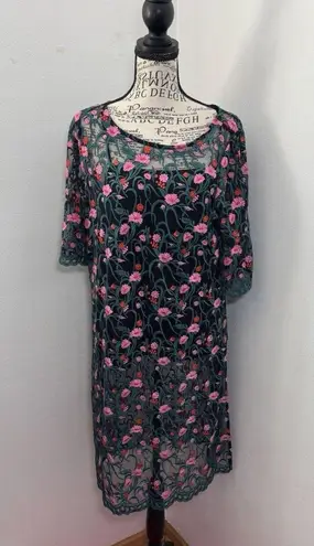 Moulinette Soeurs Anthropology Flower Embroidered Summer Dress Size MEDIUM