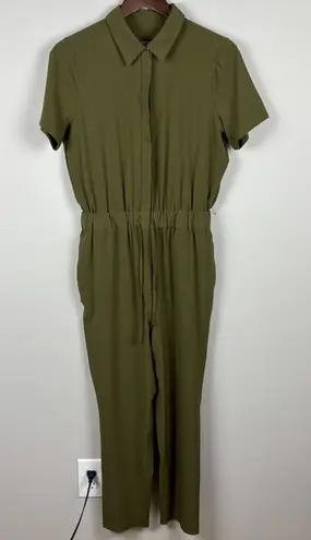 Girlfriend Collective Jumpsuit Womens Small Green Drawstring Waist Short Sleeve