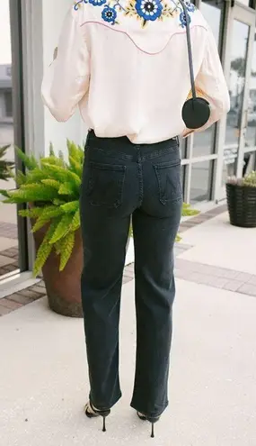 MOTHER The Rambler Patch Pocket High Waist Straight Leg Jeans in Wash Vroom Black Size 23