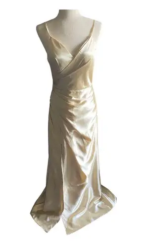 TS Couture -SATIN FEEL CREAM COLOR GOWN-SIZE SMALL