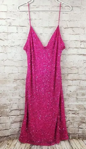 Retrofête Retrofete Billy Sequin Dress in Knockout Pink Size XL NWT Spaghetti Straps