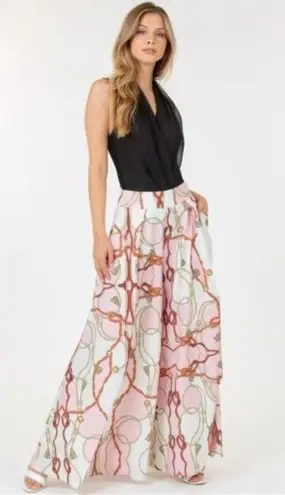 High Waist Wide Leg Printed Palazzo Pants Size L