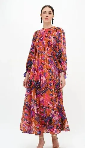 Oliphant SMOCKED TOP MAXI BUKHARA TOFFEE Dress Metallic Red Size XS