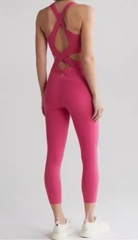 New Free People FP Movement Back It Up One Piece Bodysuit Jumpsuit Pink Medium