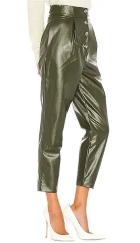 Majorelle Women’s Size S Olive Green Clive Faux Leather Button Front Pants