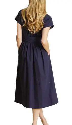 Amy Kuschel Roman Holiday Navy Premium Poplin True Wrap Dress Size XS