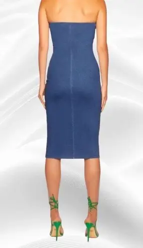 Susana Monaco Strapless Midi Dress in Light Denim Small New Womens Jean
