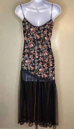 Keyloun Women Vintage Nightgown Sz. Med (runs Small) Floral Teddy w lace hem EUC