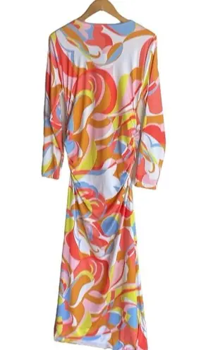 Boston Proper Sequin Cutout Neckline Ruched Maxi Dress