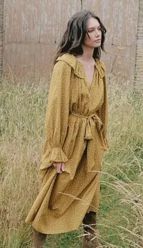 💕DOEN💕 Rory Dress ~ Peter Pan Collar Sunsoaked Foothills Floral Print XXS NWOT Yellow