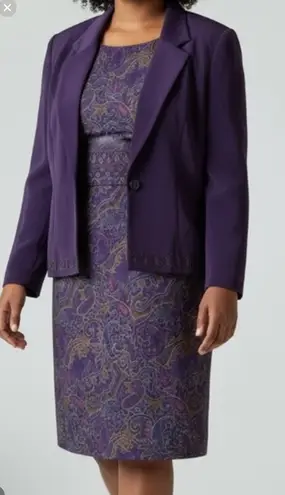 Koret Paisley Dress with embroidered Blazer set size 18 Purple