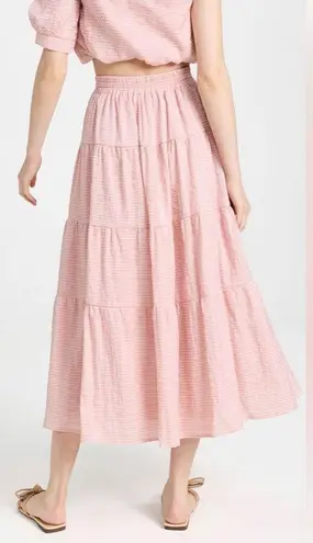 En Saison Riley Stripe Midi Skirt Pink