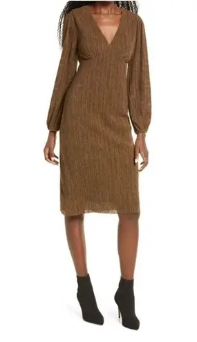 All in Favor Plisse textured v-neck empire waist XL midi dress