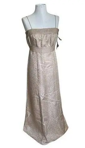 Vintage Y2K Cachet Women's Full Length Formal Champagne Brocade Beaded sz 6 NWT