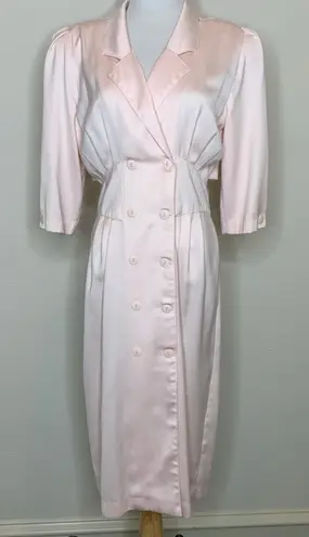 Vintage Pale Pink Double Breasted Coat Dress Sz Medium