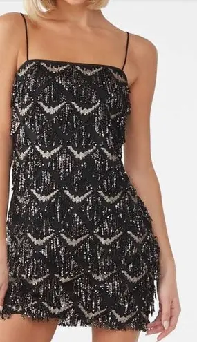 Forever 21 Black And Gold Sequin Fringe Dress Size M 20 42 Off Retail New With Tags From Anna