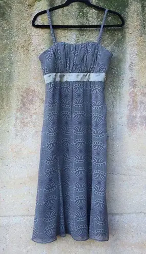 Ted Baker London Grey Silk Crepe Art Deco Dress 1 (XS) Gray