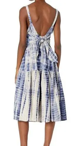 Angie  Blue White Tie Dye Tiered Midi Dress