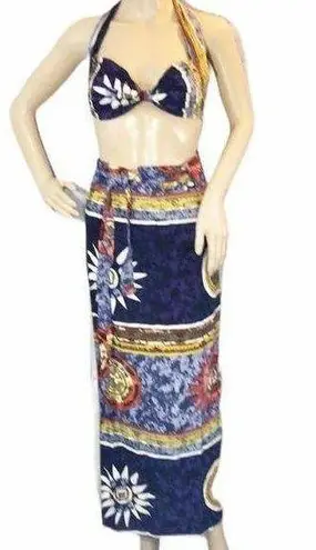 Mamu 2 Piece Tapestry Festival Skirt & Bra Top Blue Size undefined